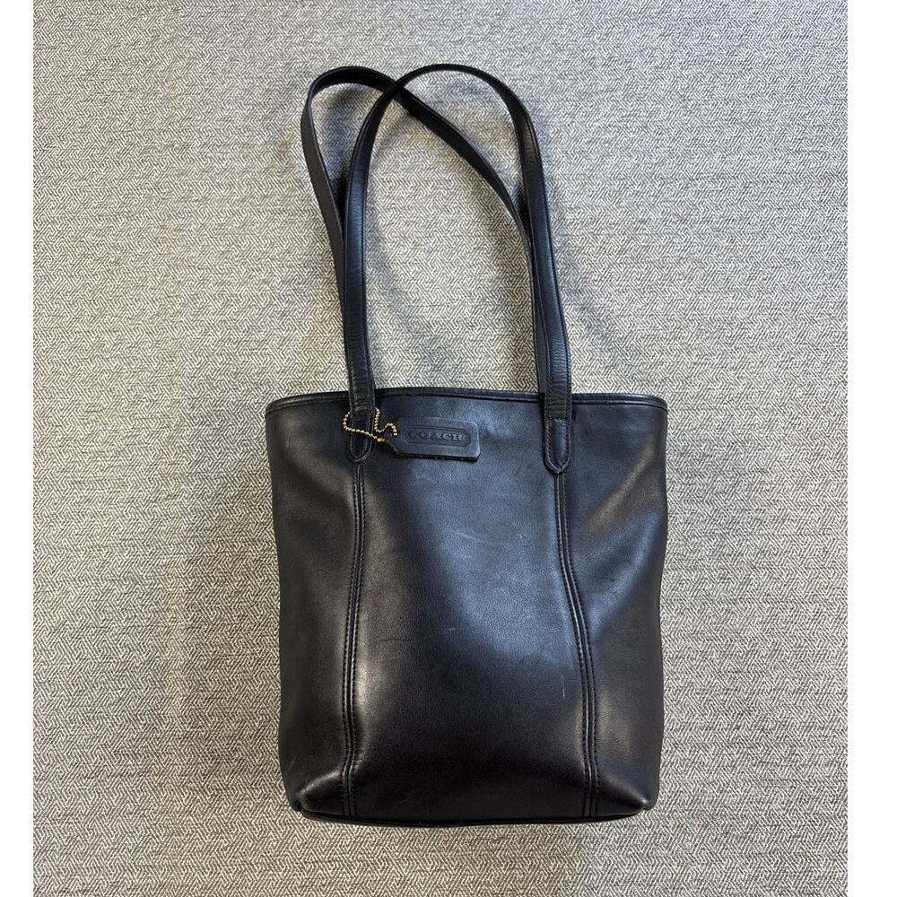 Vintage Coach 9077 Black Leather Classic Lunch Tote Bag Excellent Condition